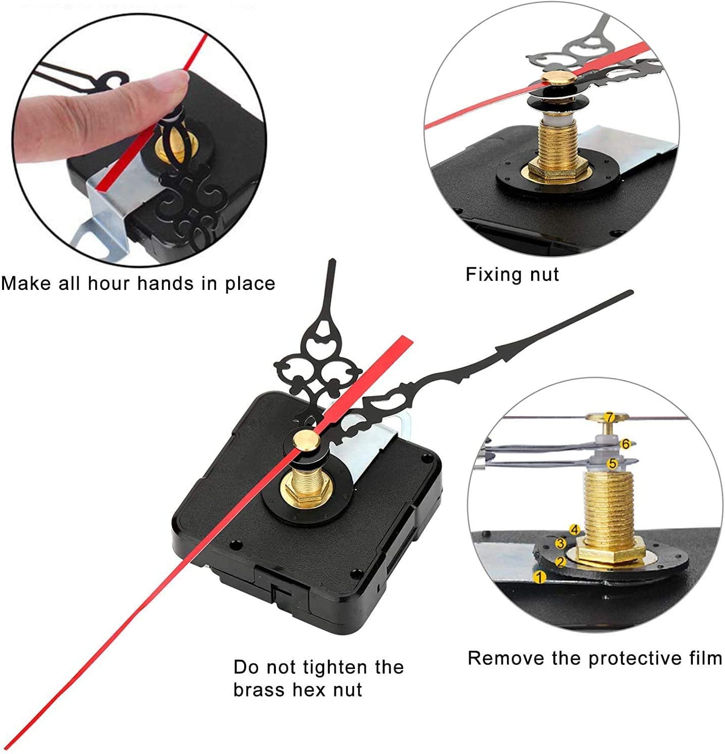 Clock Mechanism Kit Battery Powered Quartz Movement Replace Long Short Shaft