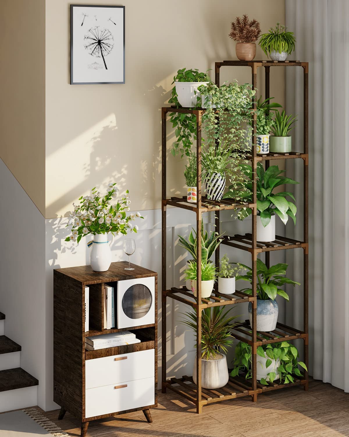 Tall Plant Stand for Indoor Plants Outdoor Corner Plant Shelf Flower Stands
