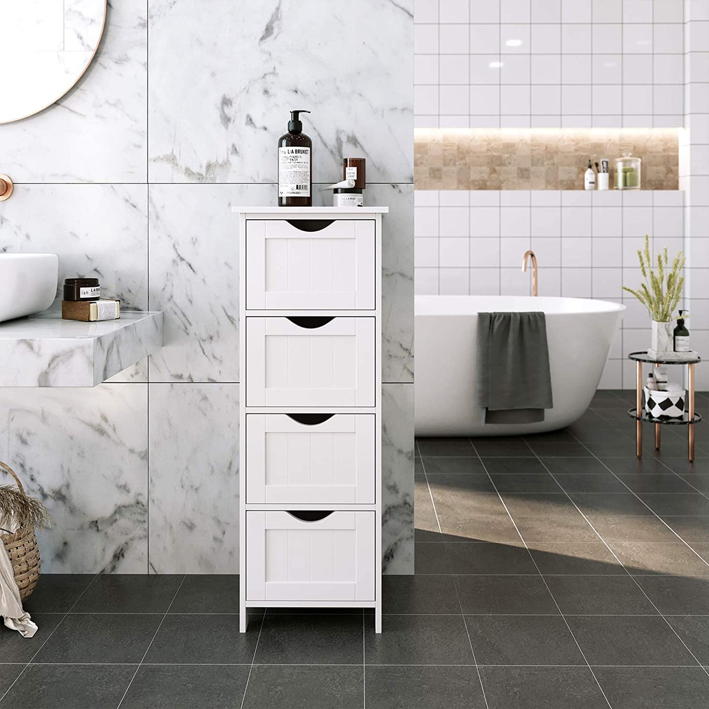 Bathroom Cabinet with 4 Drawers, White