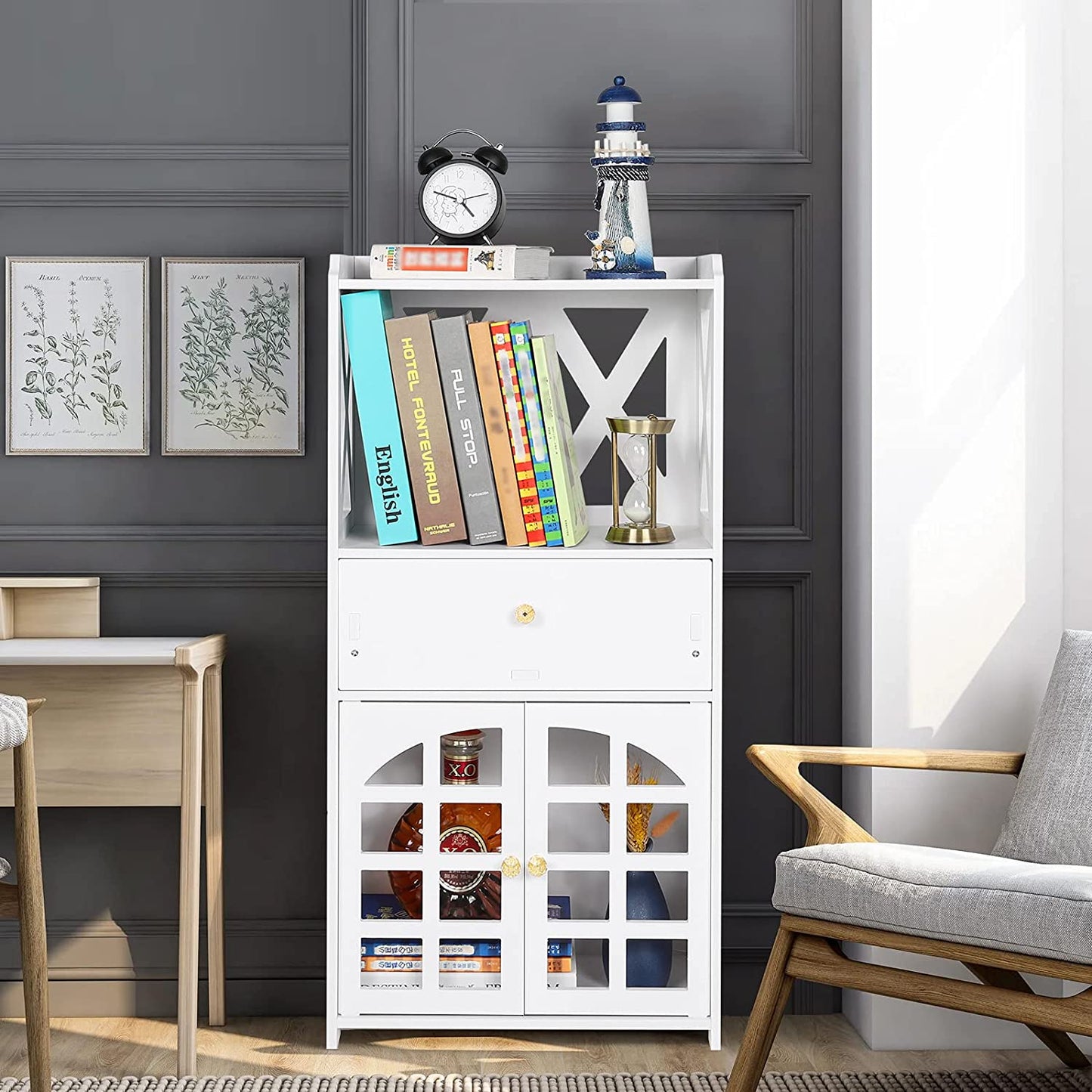 Bathroom Storage Cabinet Floor Cupboard, White