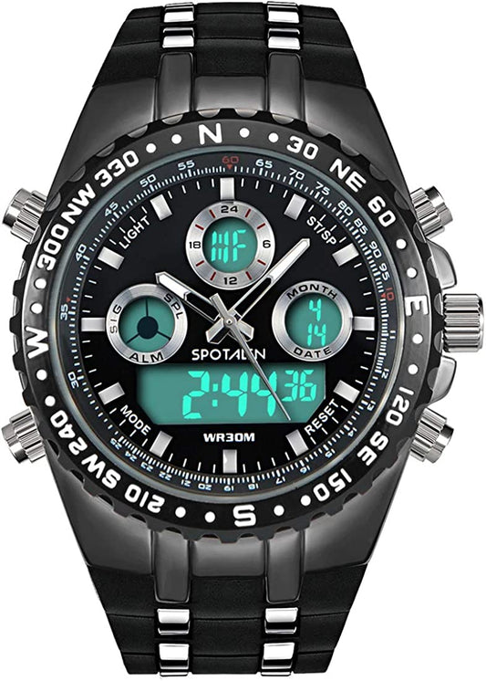 Mens Digital Sports Watch Waterproof Analogue Stopwatch Shock Resistant LED