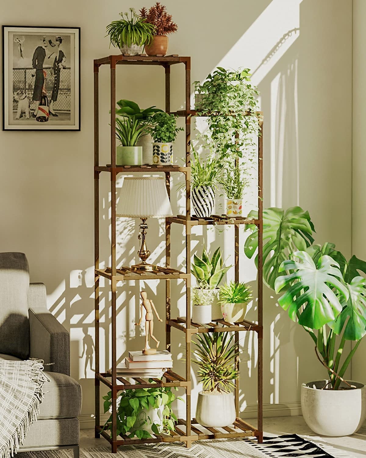 Tall Plant Stand for Indoor Plants Outdoor Corner Plant Shelf Flower Stands