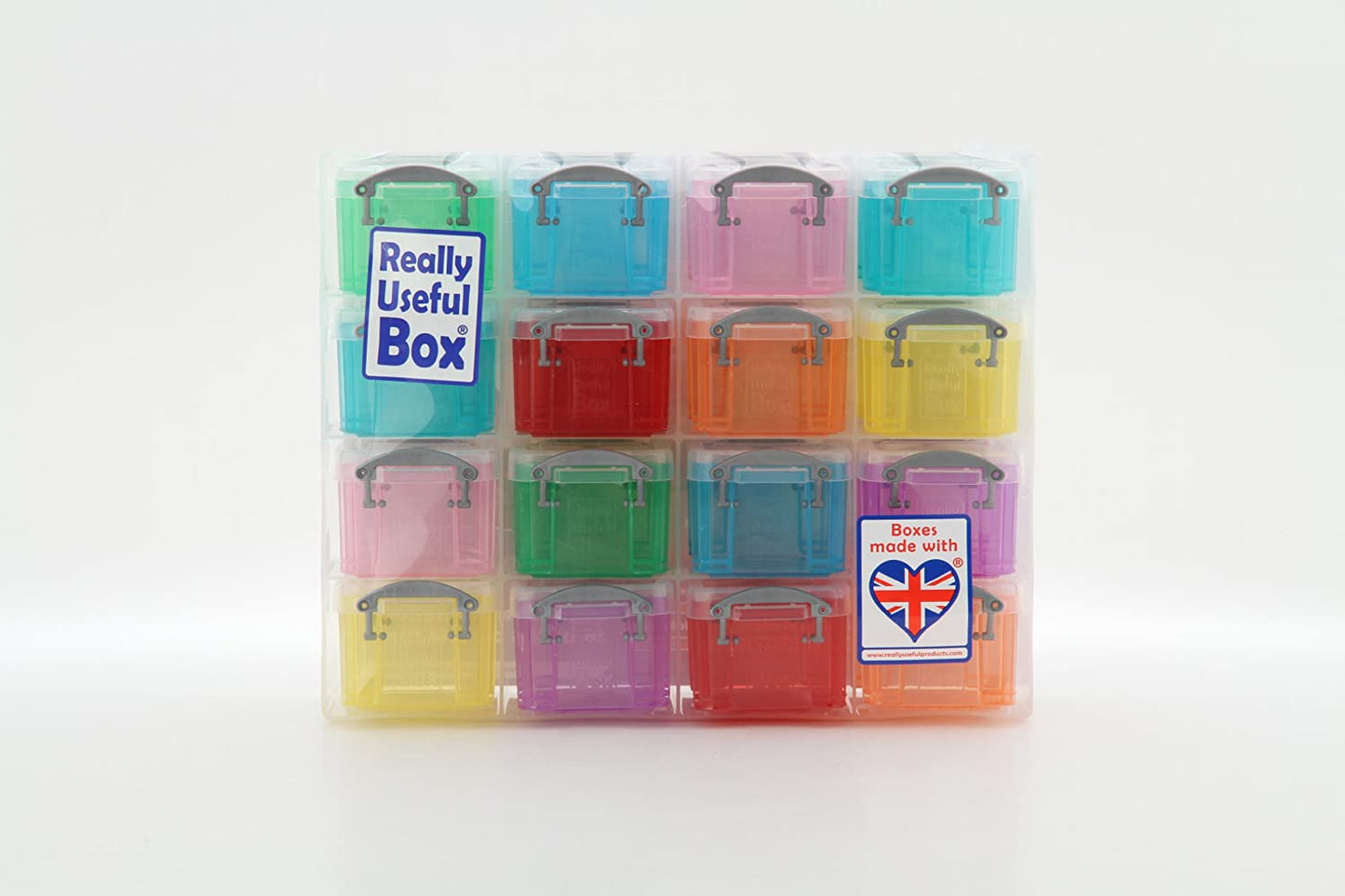 16 Pieces Useful Box 16x0.14 Liter Plastic Storage Box Organizer Clear & Assorted