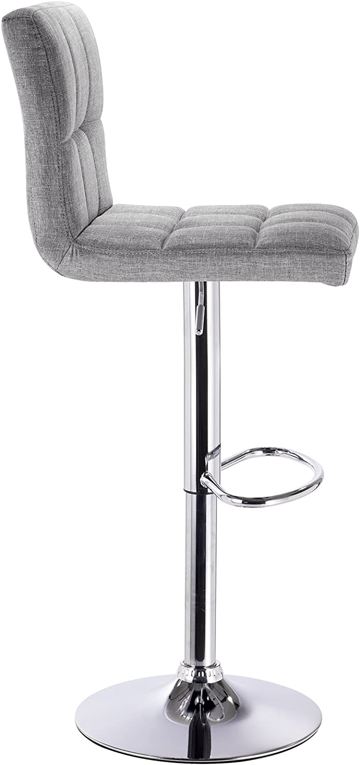 Set of 2 Bar Stools Light Grey Bar Chairs Breakfast Dining Stools for Kitchen Island Counter