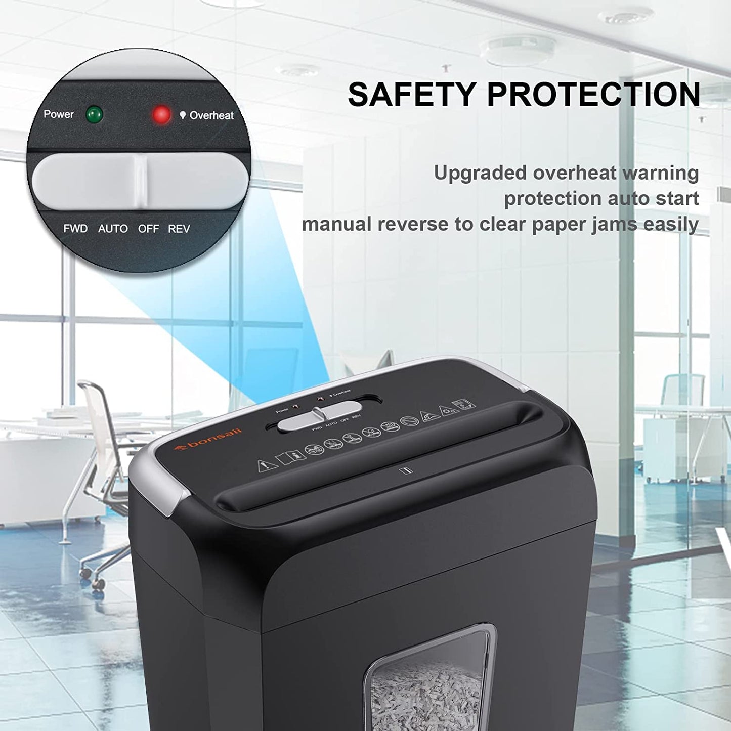 Commercial Paper Shredder Industrial 6 Sheet Cross Cut Heavy Duty Home Office