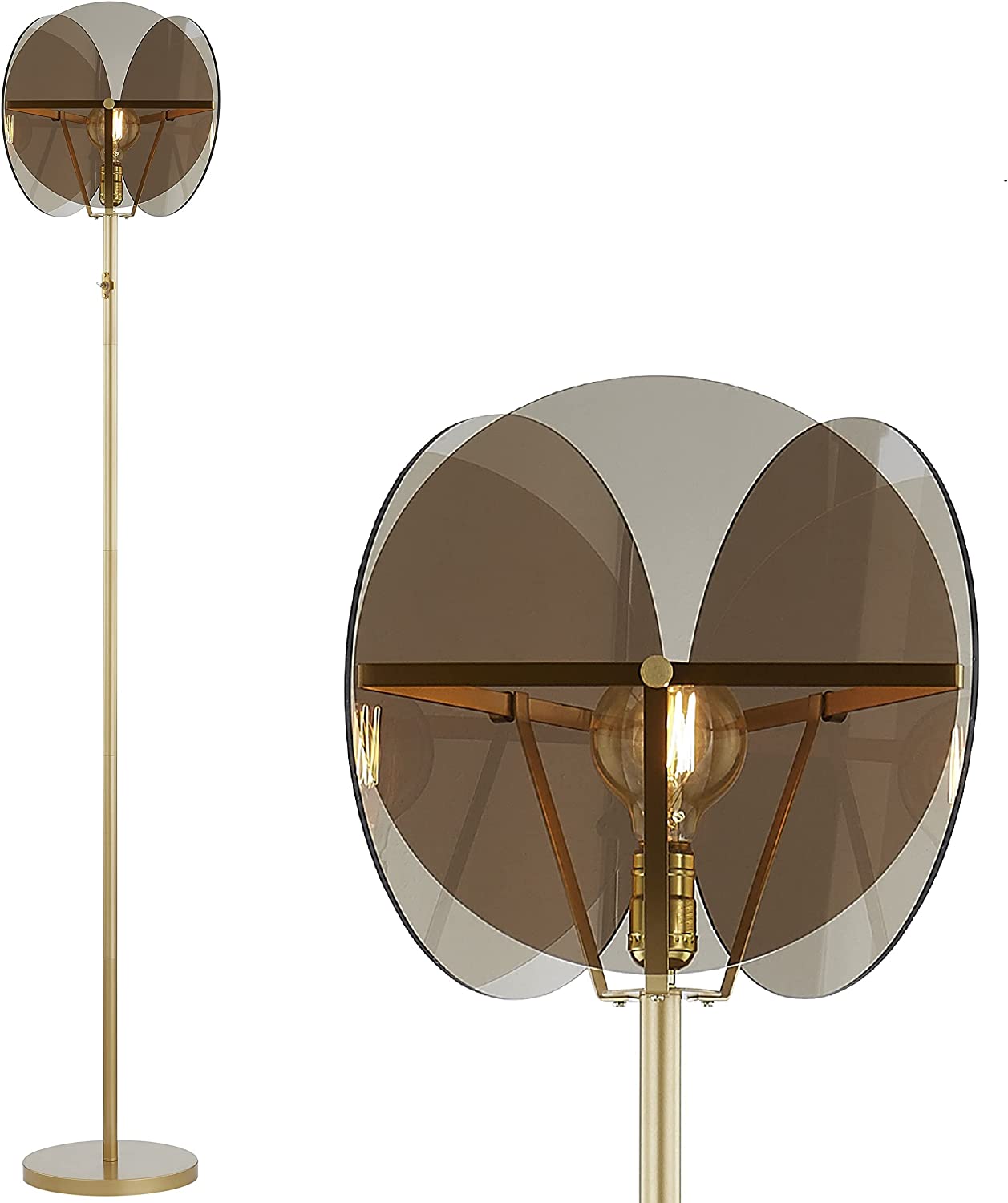 Modern Standing Lamp LED Torchiere Floor Lamp Industrial Tall Lamp with Acrylic Lampshade
