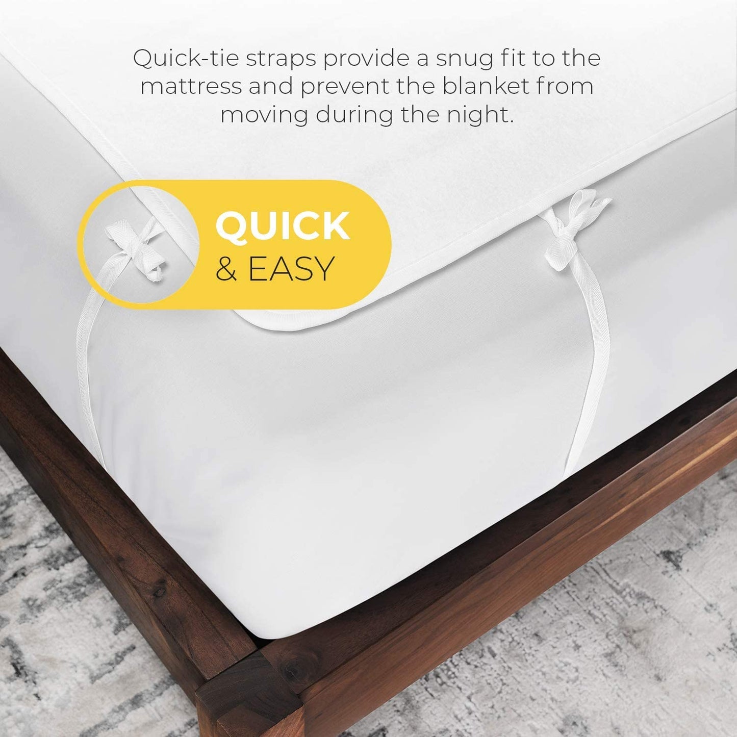 Premium Comfort Double Electric Blanket - Control with 3 Heat Settings, Polyester, White