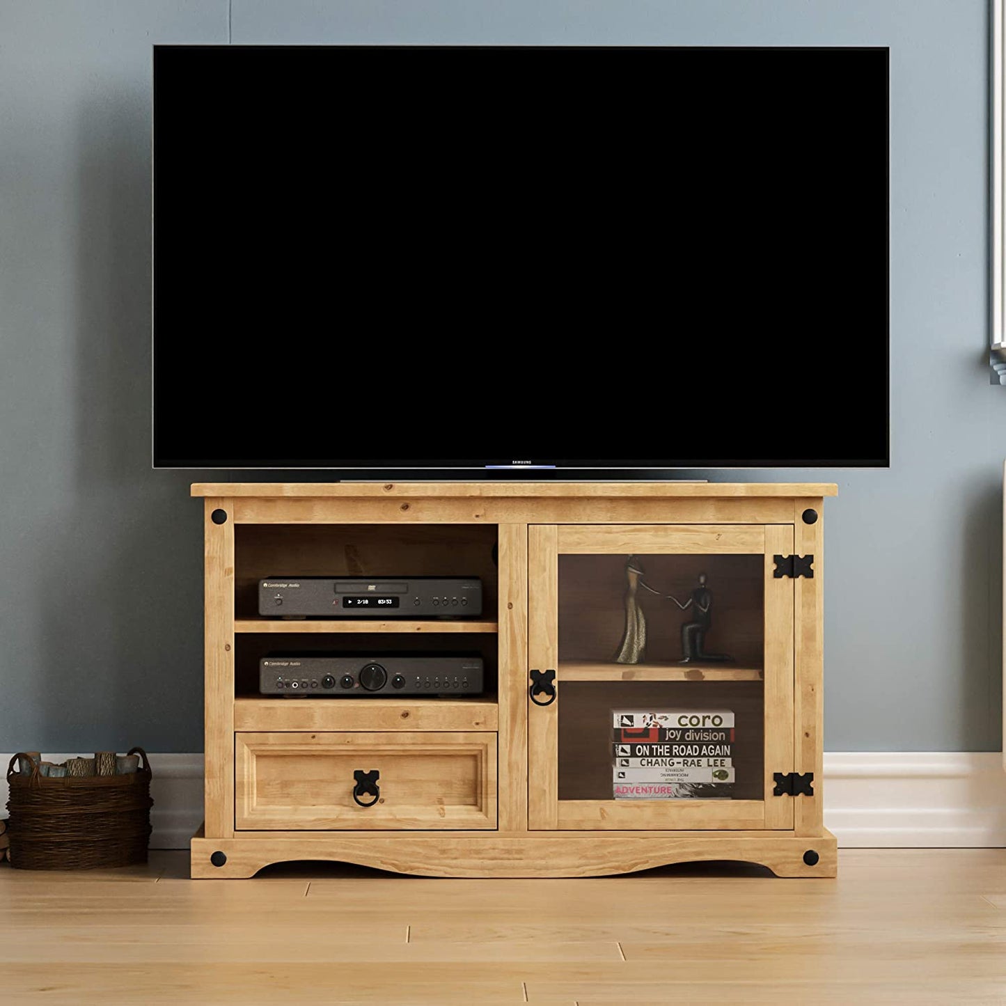Corona Entertainment Cabinet, TV Stand, Solid Pine Wood