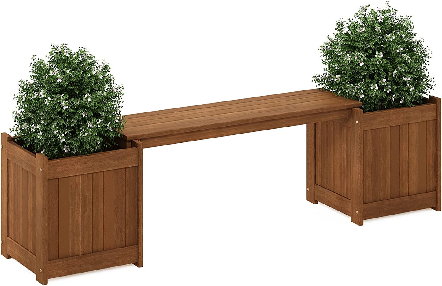 Furinno Hardwood Planter Box in Teak Oil, Wood, Natural, 182.12 (W) x 44.7 (H) x 28.96 (D) cm