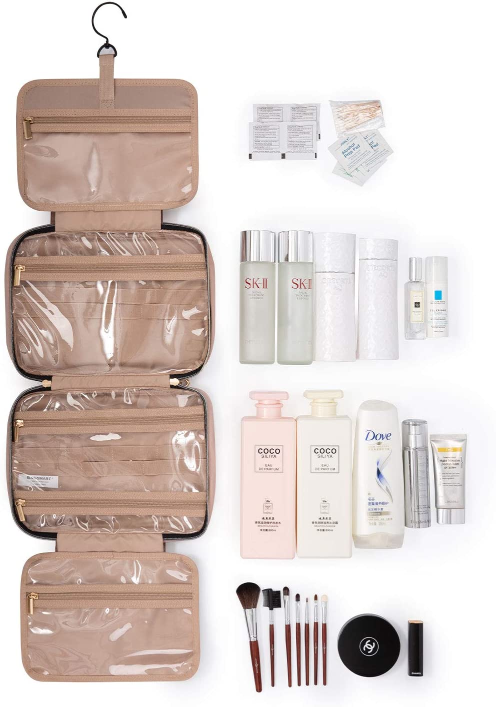 Toiletry Bag Hanging Travel Wash Bag Women's Cosmetic Bag for Full Sized Container