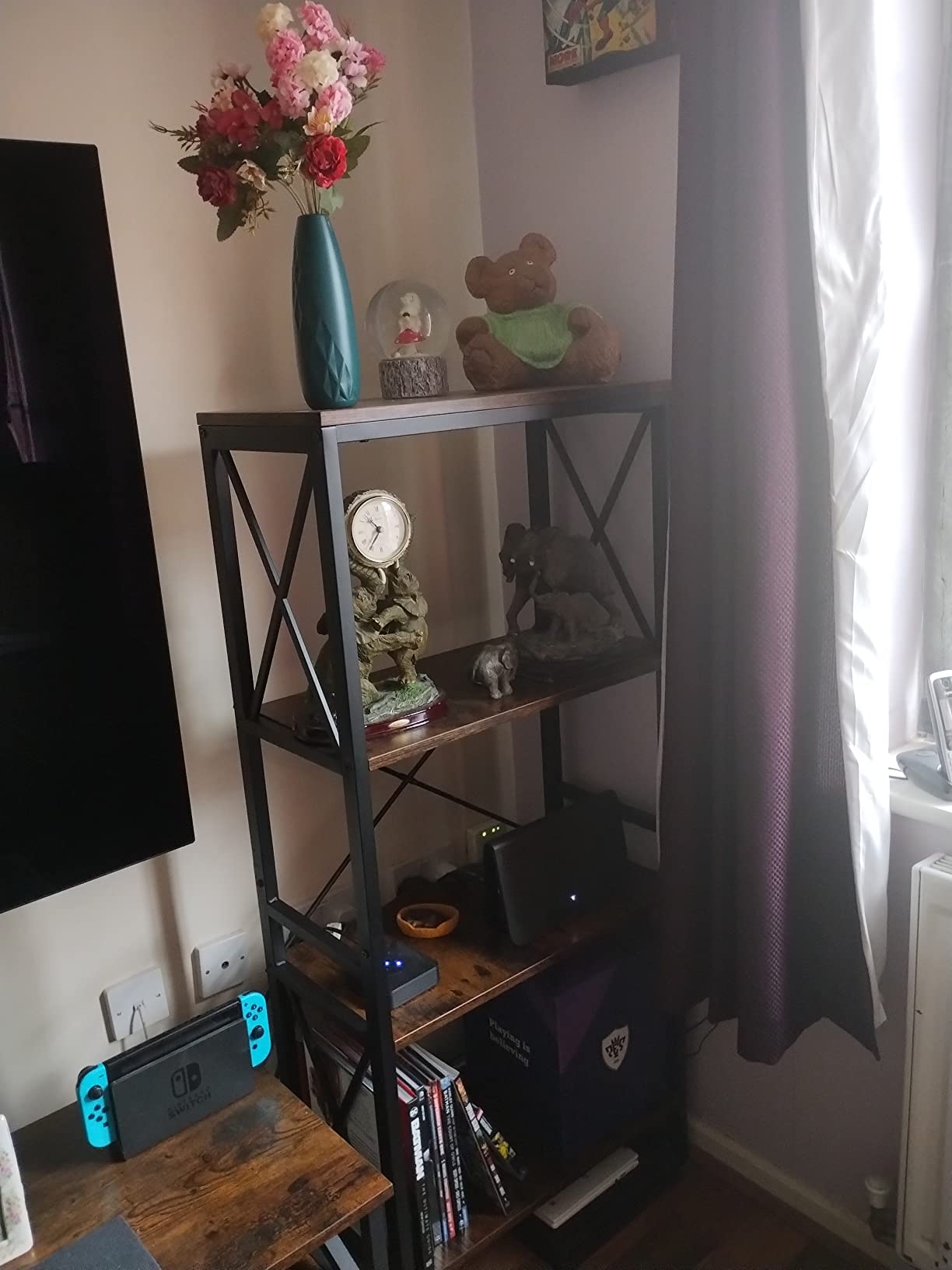 NEW Bookshelf Kitchen Shelf Free Standing Ladder Rack with 4 Open Shelves Rustic