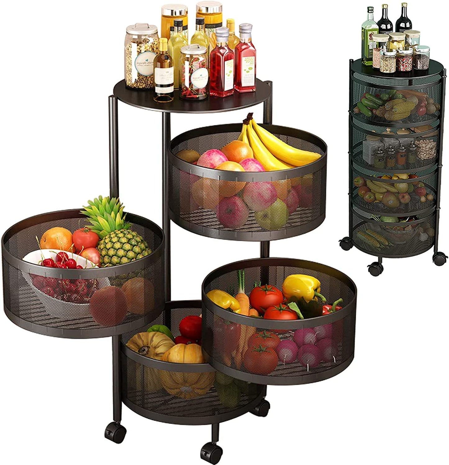 💥SALE💥4 Tier Round Rotating Multi-Layer Kitchen Storage Shelf, Fruit Vegetable Storage Basket