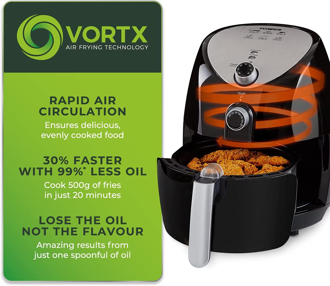 FAMILY SIZE AIR FRYER WITH RAPID AIR CIRCULATION, 60-MINUTE TIMER, 4.3 LITRE, 15
