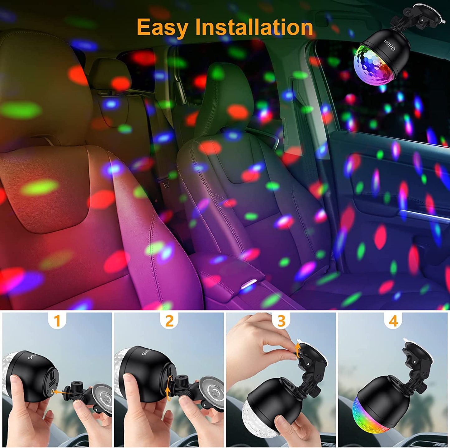 Disco Lights 360 Sound Disco Ball + Remote & USB Cable Party Lights Birthday Xmas