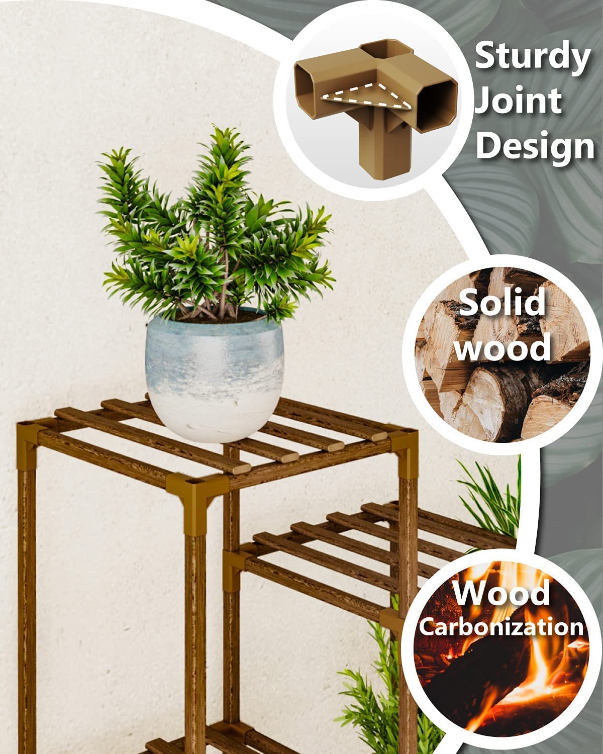 Tall Plant Stand for Indoor Plants Outdoor Corner Plant Shelf Flower Stands
