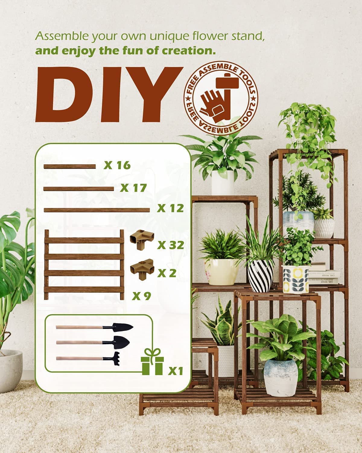 Tall Plant Stand for Indoor Plants Outdoor Corner Plant Shelf Flower Stands