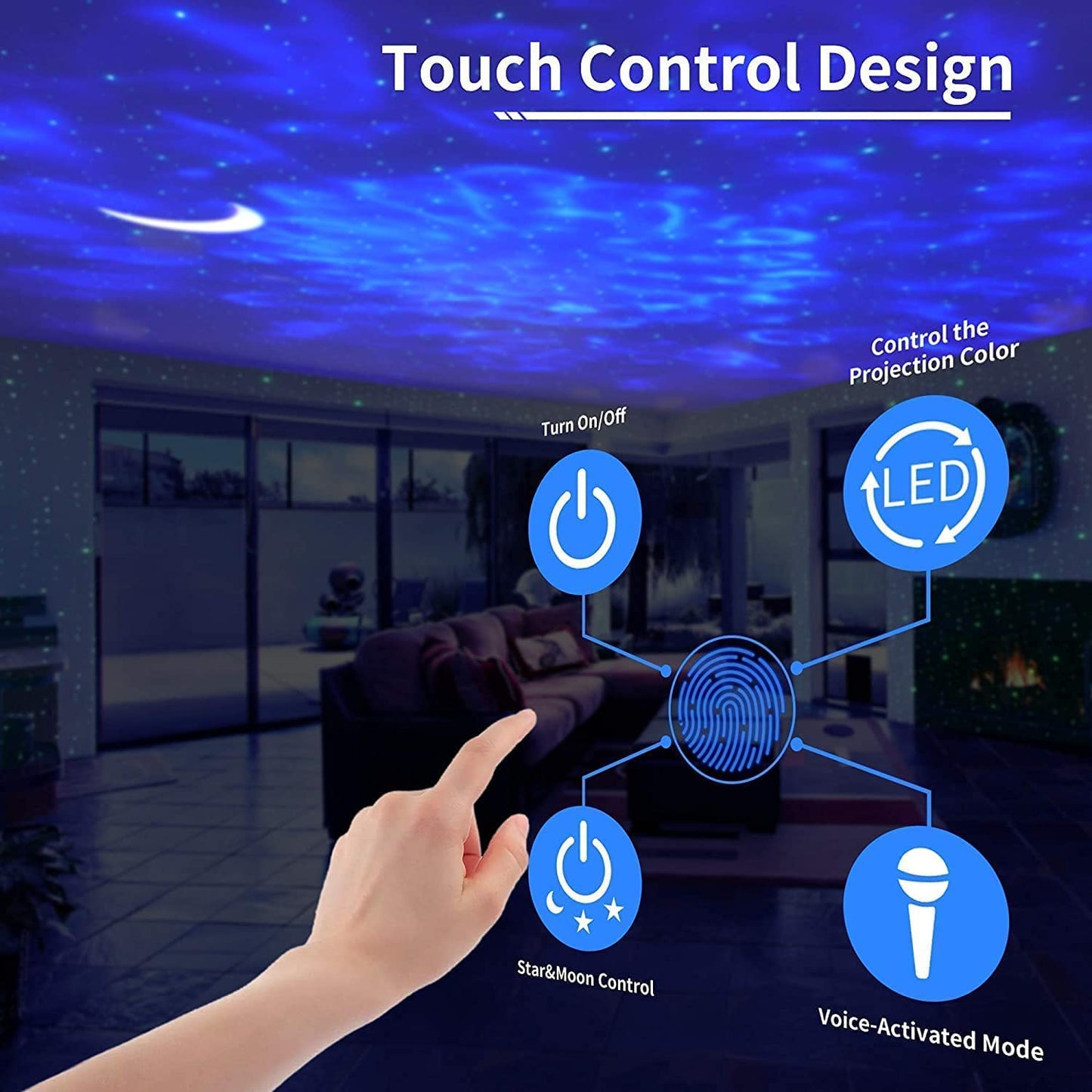 3 in 1 Galaxy Projector Night Light w/ Touch Control & Voice Control