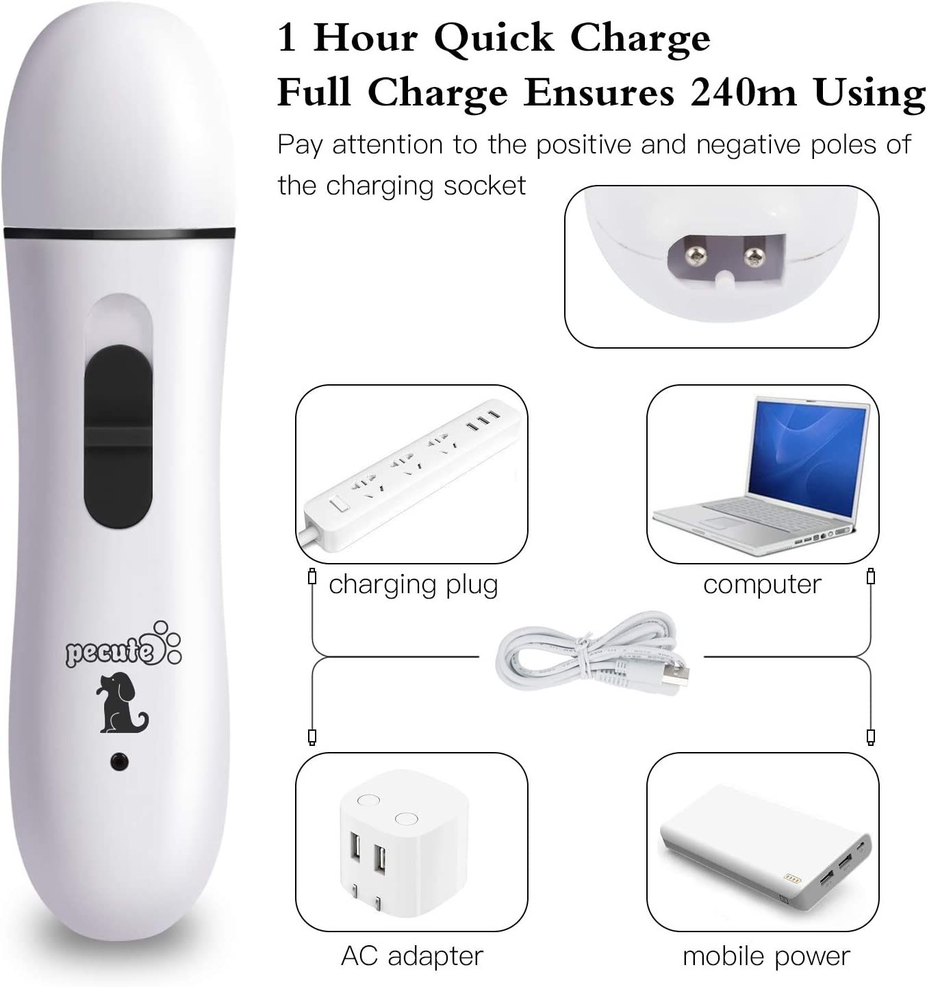 Dog Nail Grinders, 50 DB Ultra Quiet Electric Nail File With 2 Speeds Fast Clipping