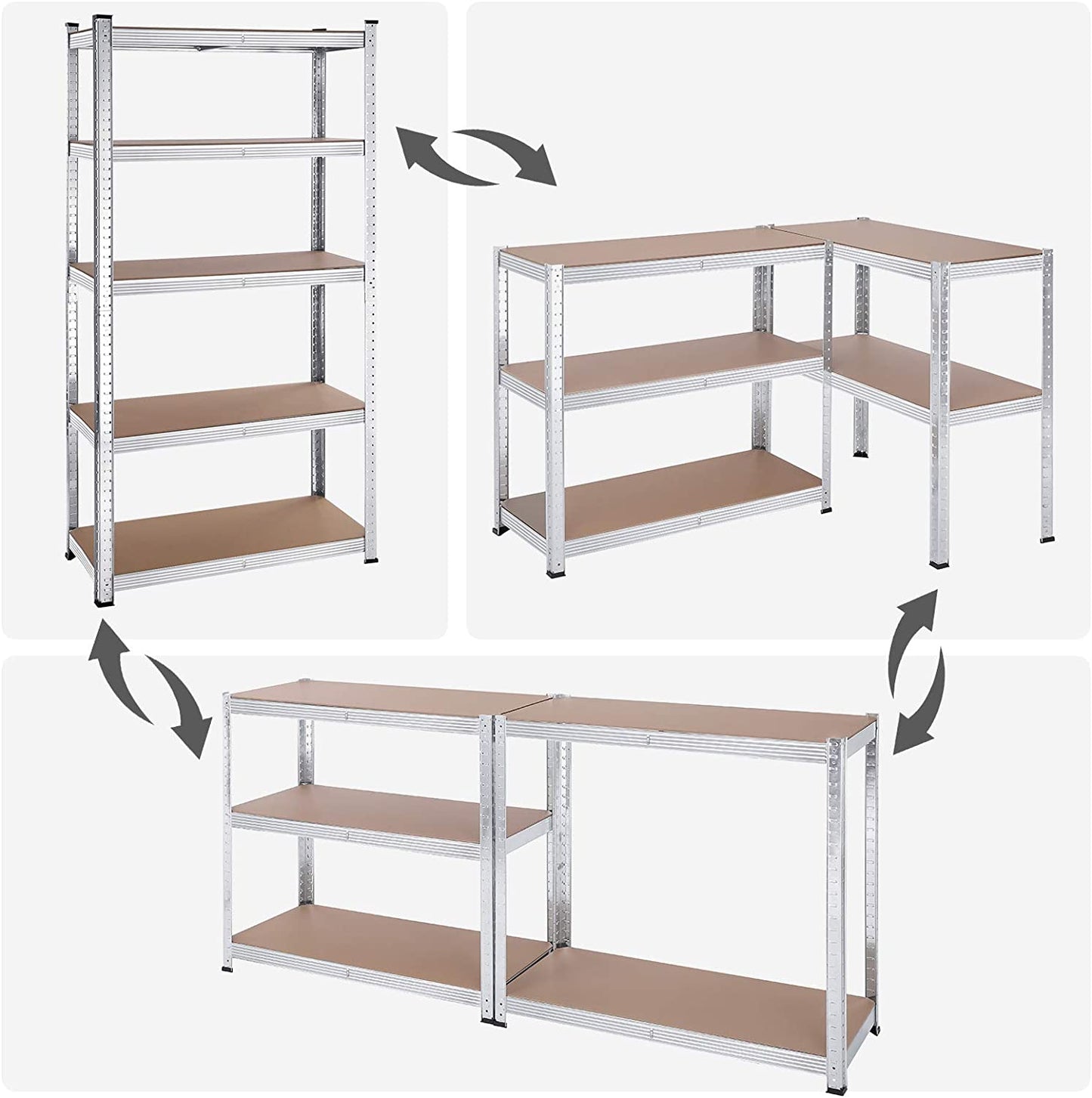 NEW! Set of 2 5-Tier Shelving Unit, Steel Shelving Unit for Storage Tool-Free Assembly
