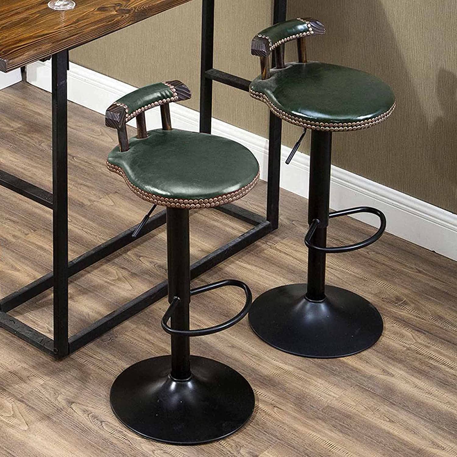 Set of 2 Vintage Bar Stools Set 60 80cm Height Adjustable Wooden