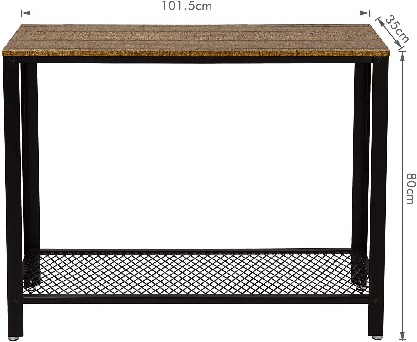 Console Table, Narrow Hallway Table with Metal Frame Storage Style Industrial, Rustic Brown