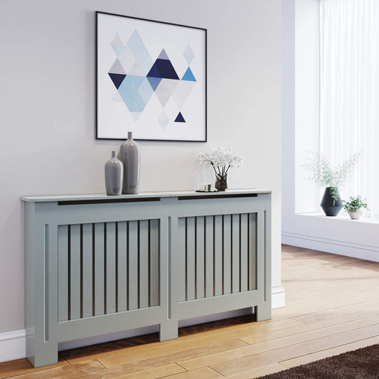 š„SALEš„Large Radiator Cover Wall Cabinet MDF Wood Furniture Vertical Grill Grey Modern