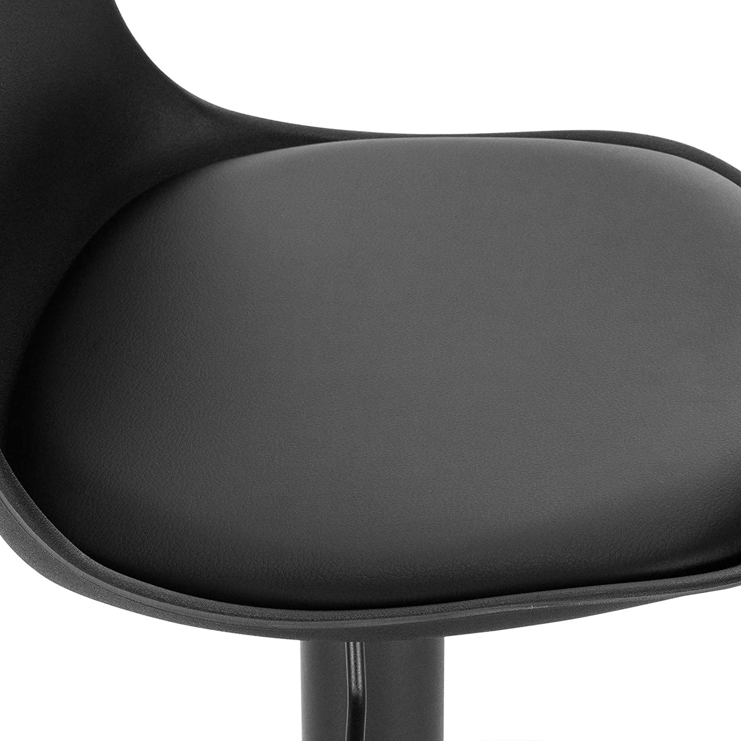 Set of 2 Bar Stools Black Soft Leatherette PU Seat Solid Adjustable Gas Lift Frame