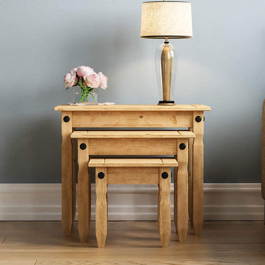 💥SALE💥Corona Nest Of Tables, Solid Pine Wood