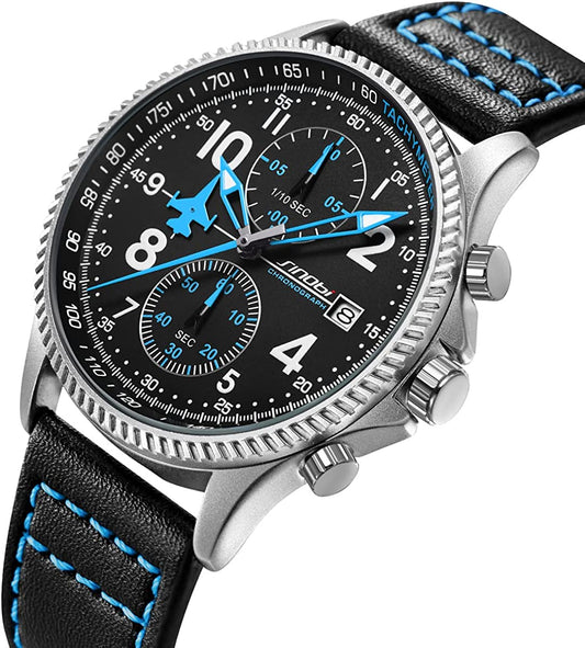 SHENGKE SINOBI Men's Sport Watches Chronograph Multifunction Wrist Watches for Men with Calendar Date Water Resistant Easy Read Watch Men