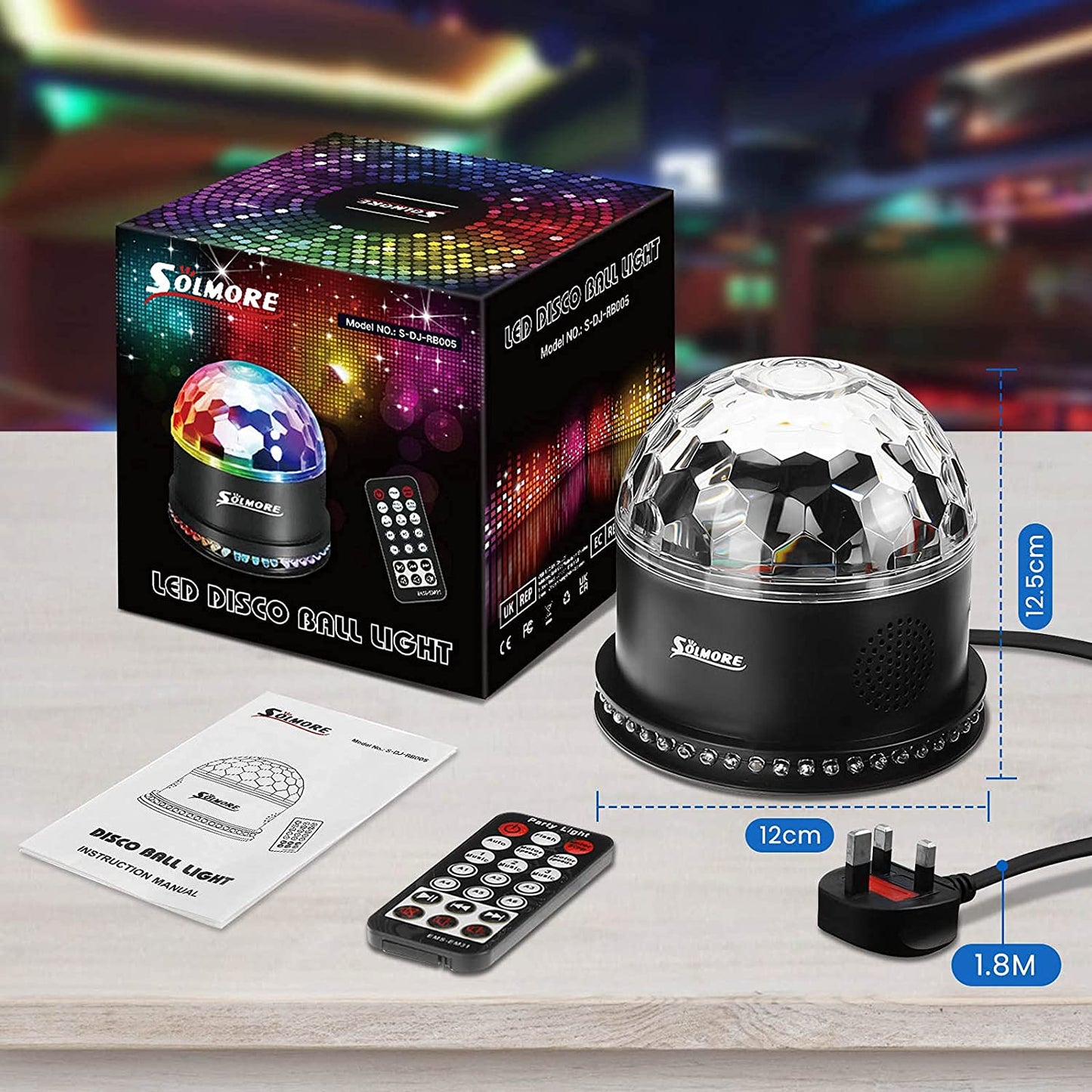 54 LEDs Disco Ball Lights with Music Player 5W RGB Party Lights Sound Activated Automatic Strobe