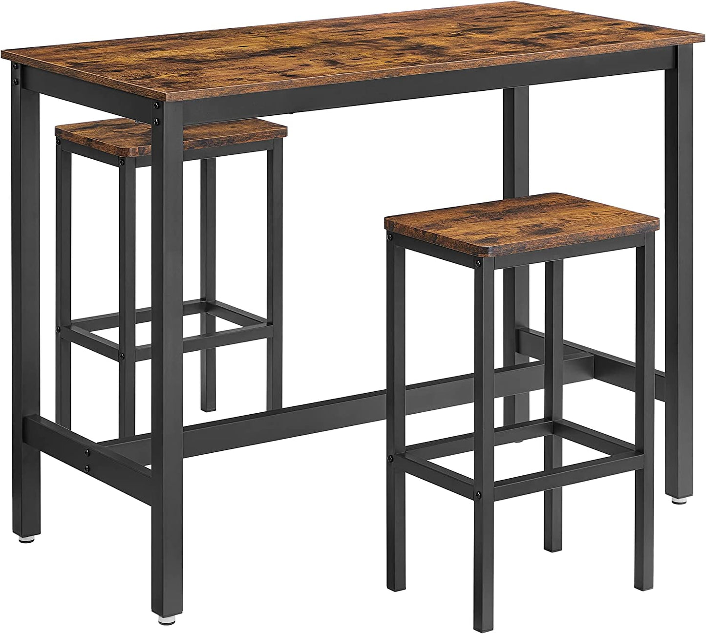 NEW Dining Table Set Bar Table with 2 Bar Stools, Rustic Brown