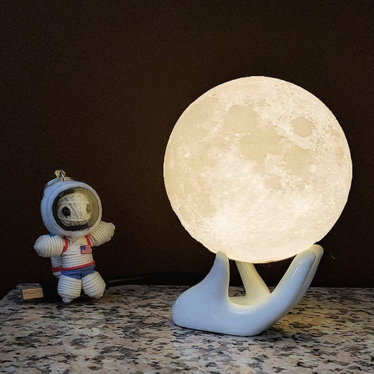 3D Moon Lamp with 3.5 Inch Ceramic Base, LED Night Light, Mood Lighting