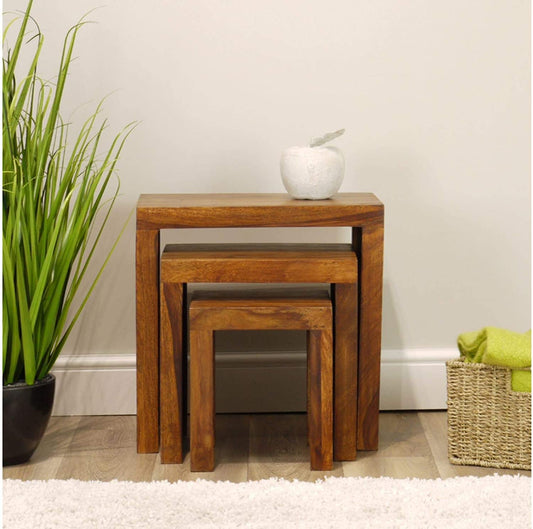 💥SALE💥 3 Nesting End Tables Dark Wood Cube