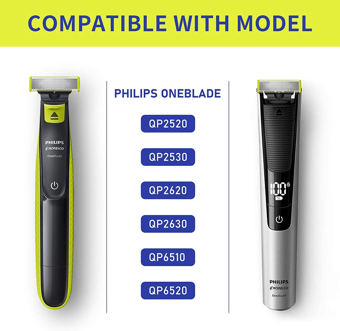 Guide Comb Attachments for Philips One Blade & OneBlade Pro QP2520 QP2530 QP2620 QP2630 QP6510 QP6520 Body Skin Face Hair Clippers Beard Trimmer Replacemen Kit Guards (6pc)