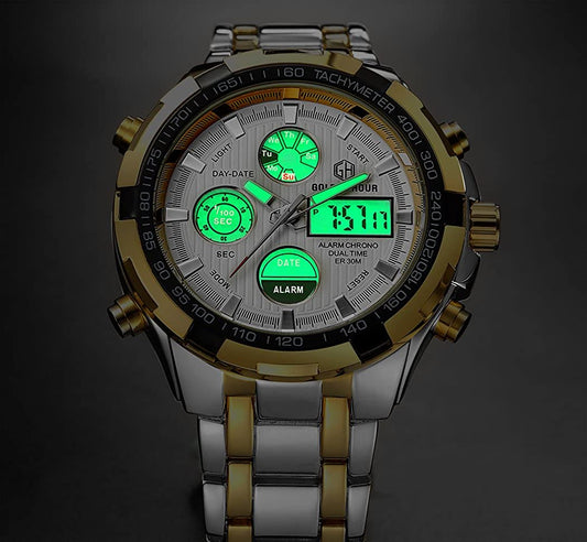 SALE! Fashion Mens Watches Stainless Steel Heavy Sport Chronograph Waterproof FREE SHIPPING