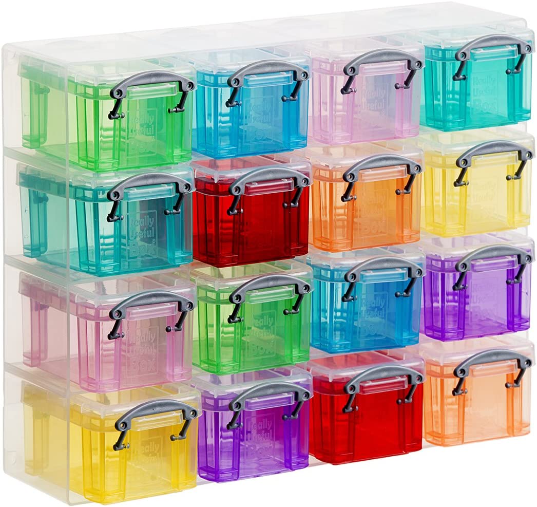 16 Pieces Useful Box 16x0.14 Liter Plastic Storage Box Organizer Clear & Assorted