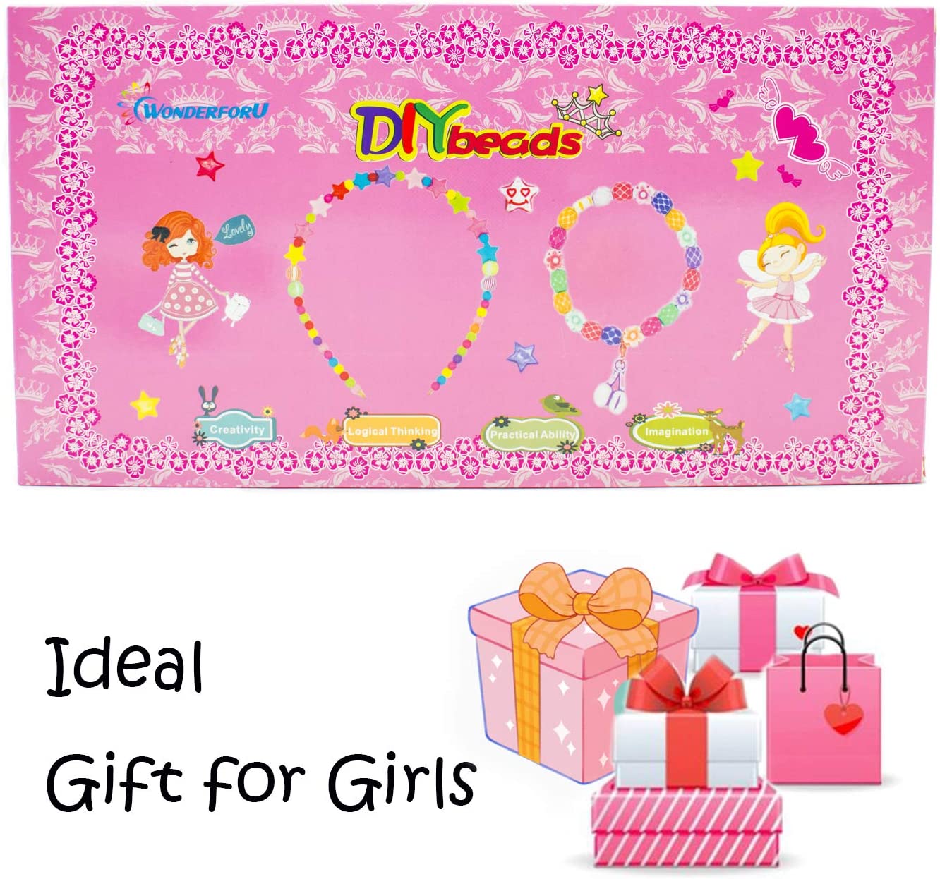 DIY Beads for Jewellery Bracelet Necklaces String Making Kit Gift For Kids Teens