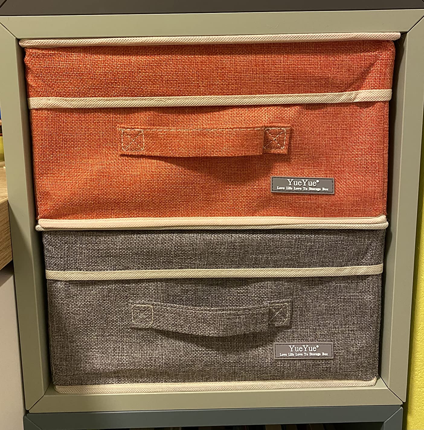 SALE! 4 Pack Fabric Storage Box with Lids Linen Foldable Storage Box with Lids