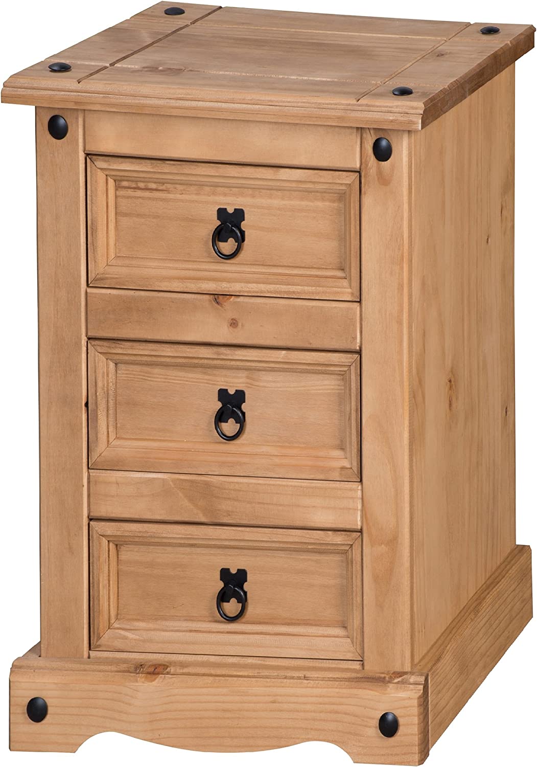 Corona 3 Drawer Bedside, End Table, Side Table - Brown