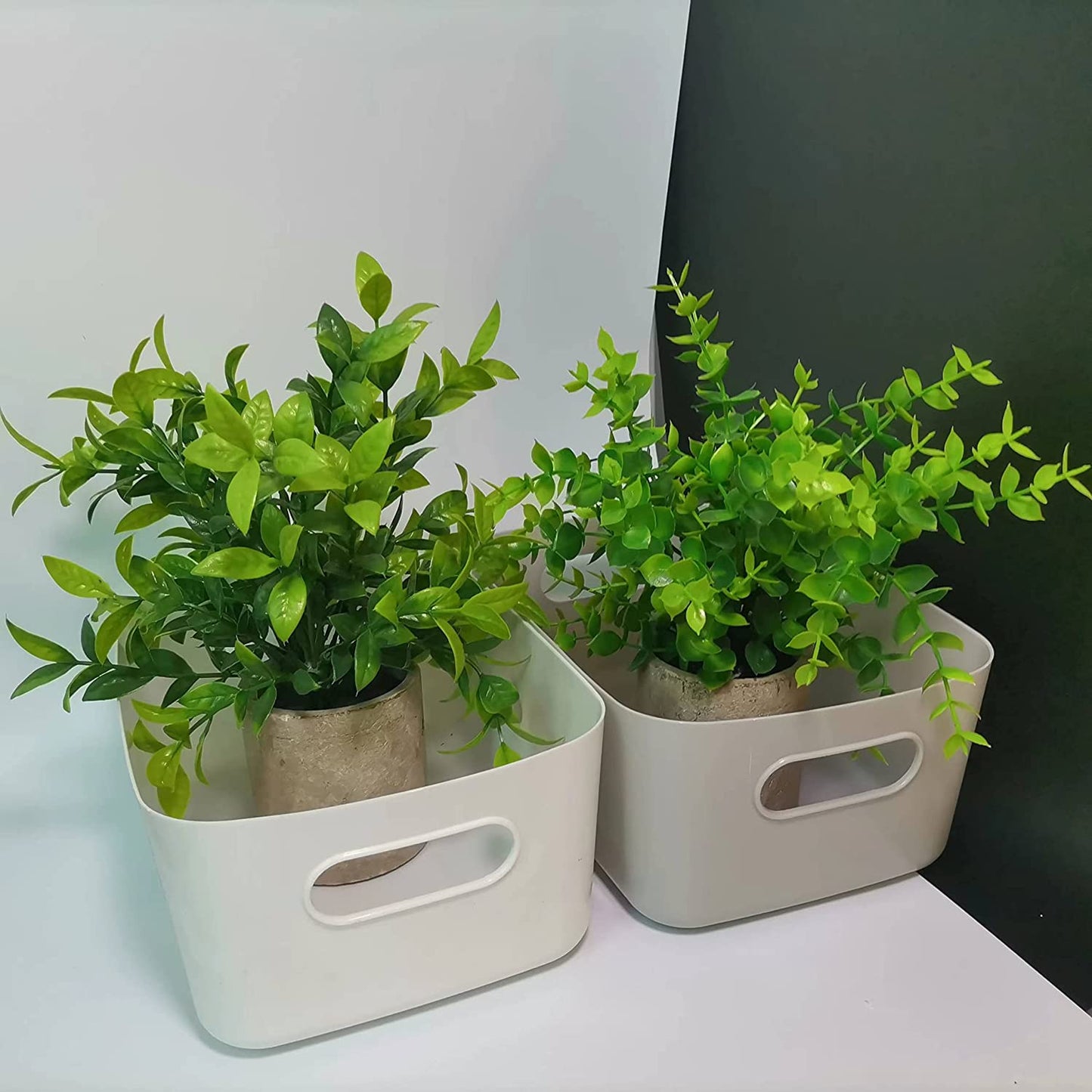 4 Pcs Plastic Storage Basket Cupboard Organizer Grey Storage FREE SHIPPING
