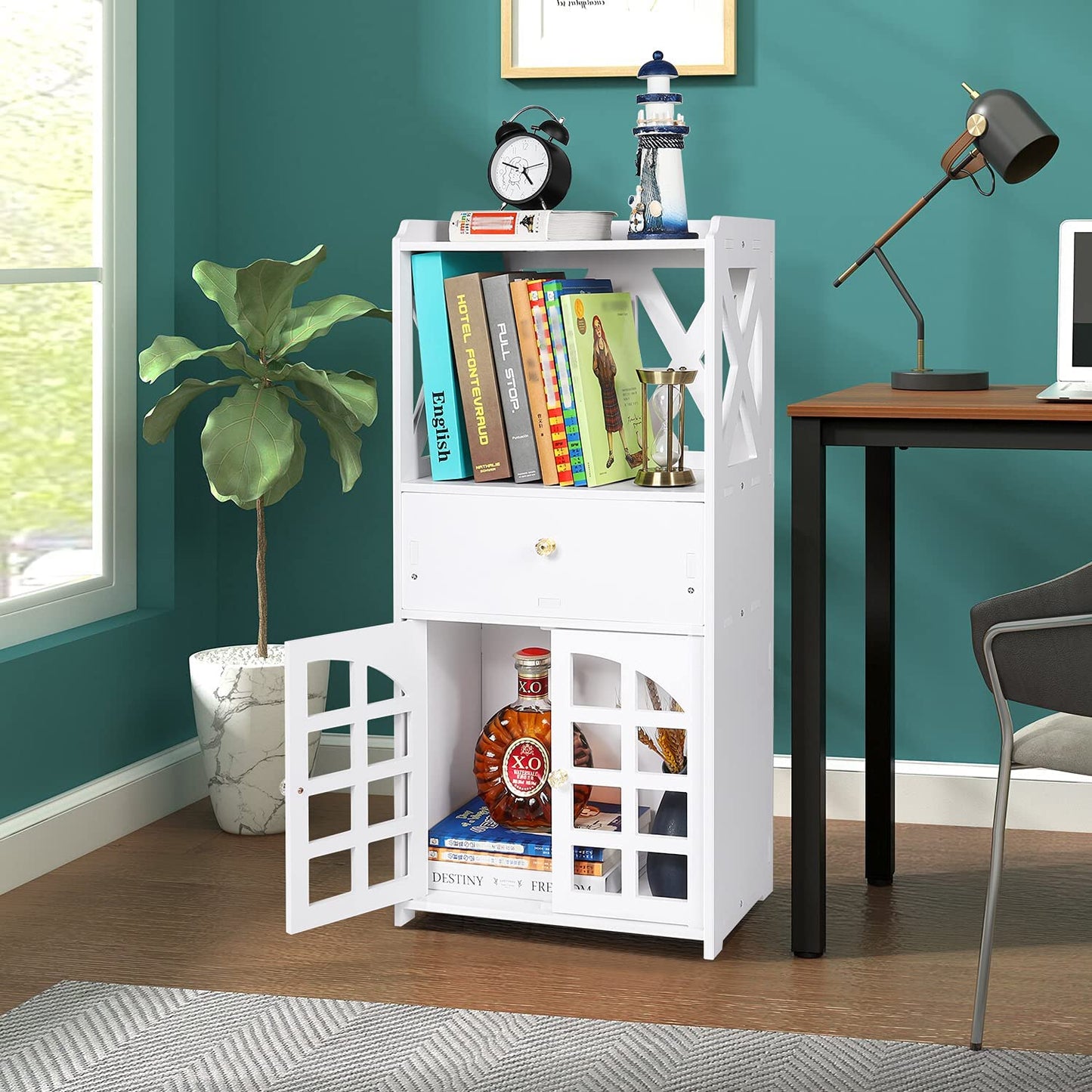 Bathroom Storage Cabinet Floor Cupboard, White