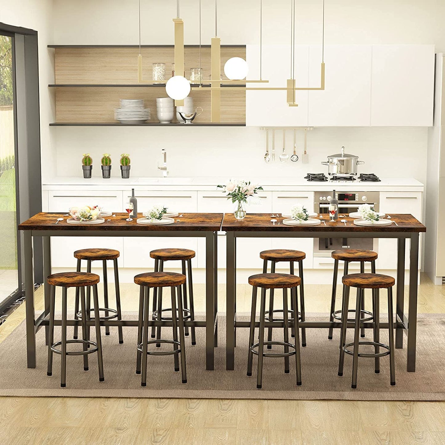 NEW Bar Table and 4 Chairs Set Industrial Counter Height Pub Table FREE SHIPPING