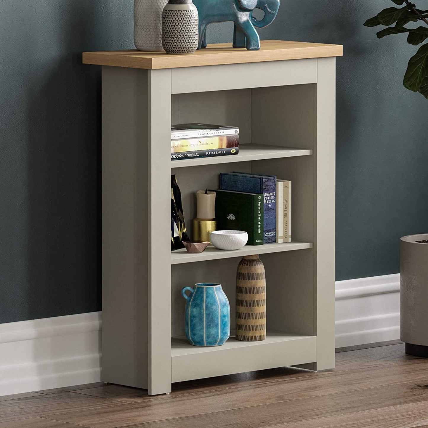 3 Tier Bookcase Modern Display Shelves Storage Grey