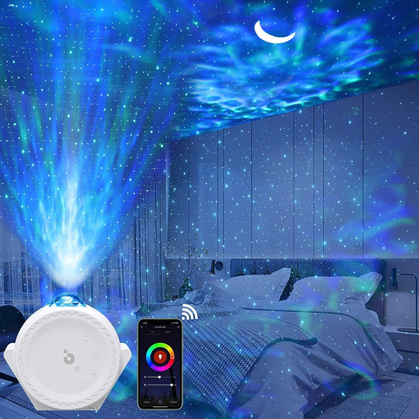 3 in 1 Galaxy Projector Night Light w/ Touch Control & Voice Control