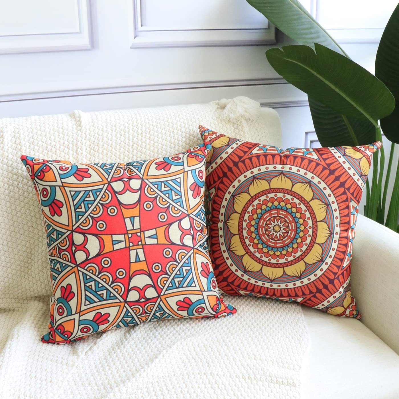 💥SALE💥 6 Pcs Modern Bohemian Mandala Cushion Covers 45 x 45cm, Bohemian Throw Pillow Cases