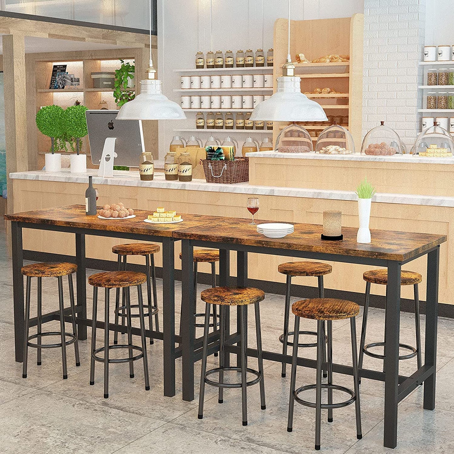 NEW Bar Table and 4 Chairs Set Industrial Counter Height Pub Table FREE SHIPPING