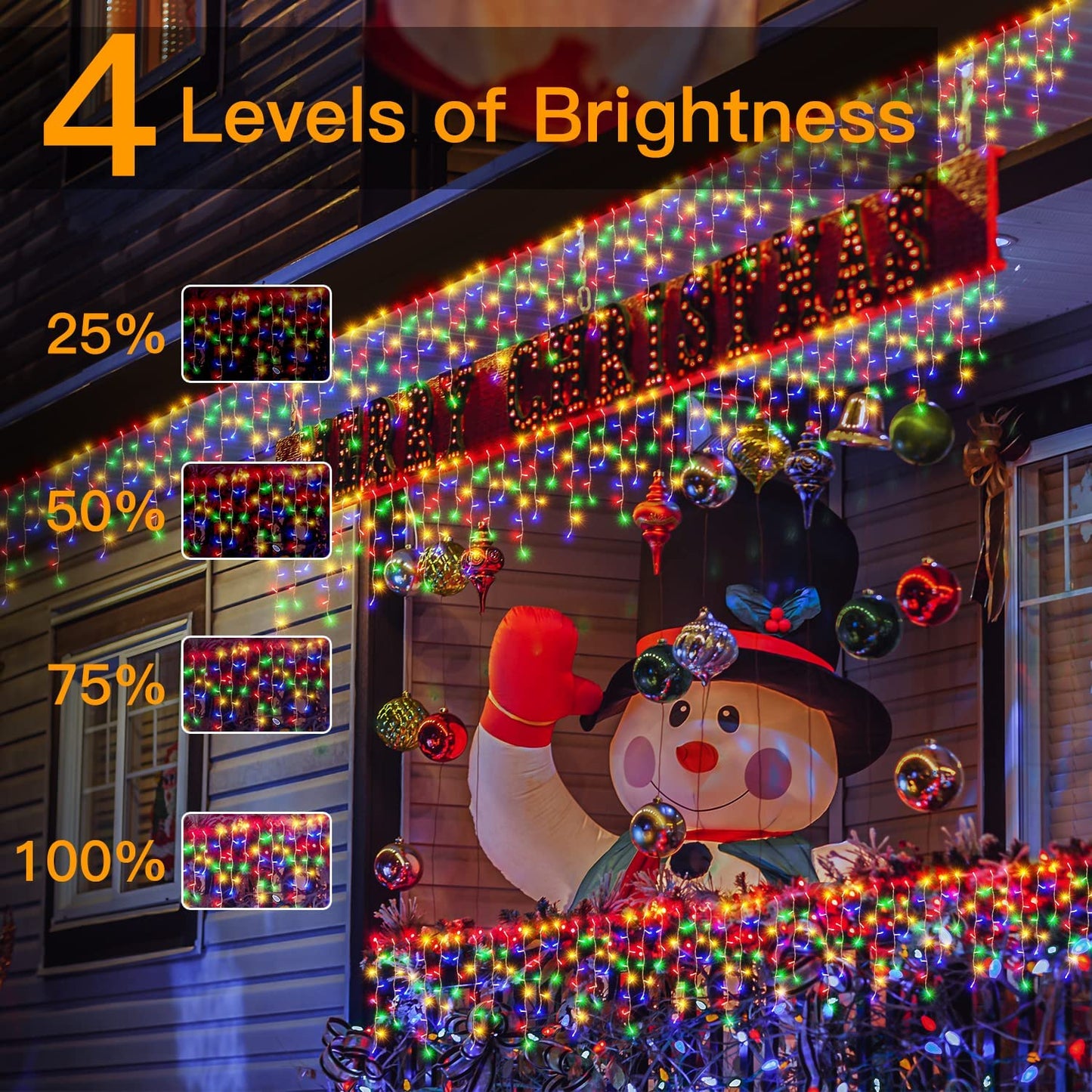 NEW! Christmas Icicle Lights Outdoor - Christmas Tree Light Decorations 7.5M 306 LED