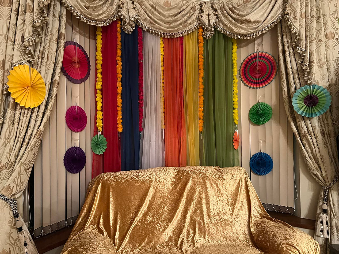 💥SALE💥 6 Pcs Rainbow Sheer Window Panel Colorful Backdrop Bright Curtains Set for Playroom