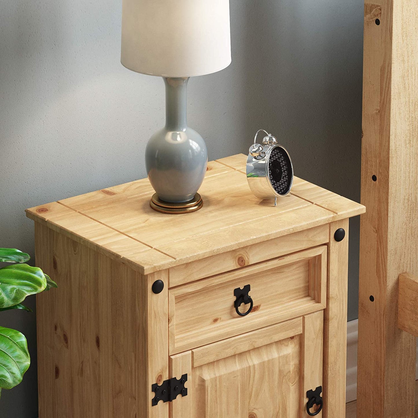 Corona Bedside Cabinet, 1 Drawer 1 Door, Solid Pine Wood