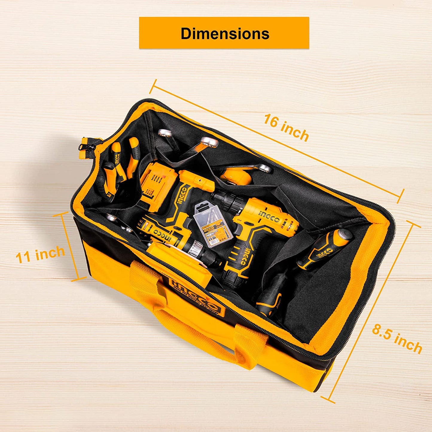 16 Inch Tool Bag Organizer with Wide Mouth Water-proof Multi-use Tool Tote Bag FREE SHIPPING